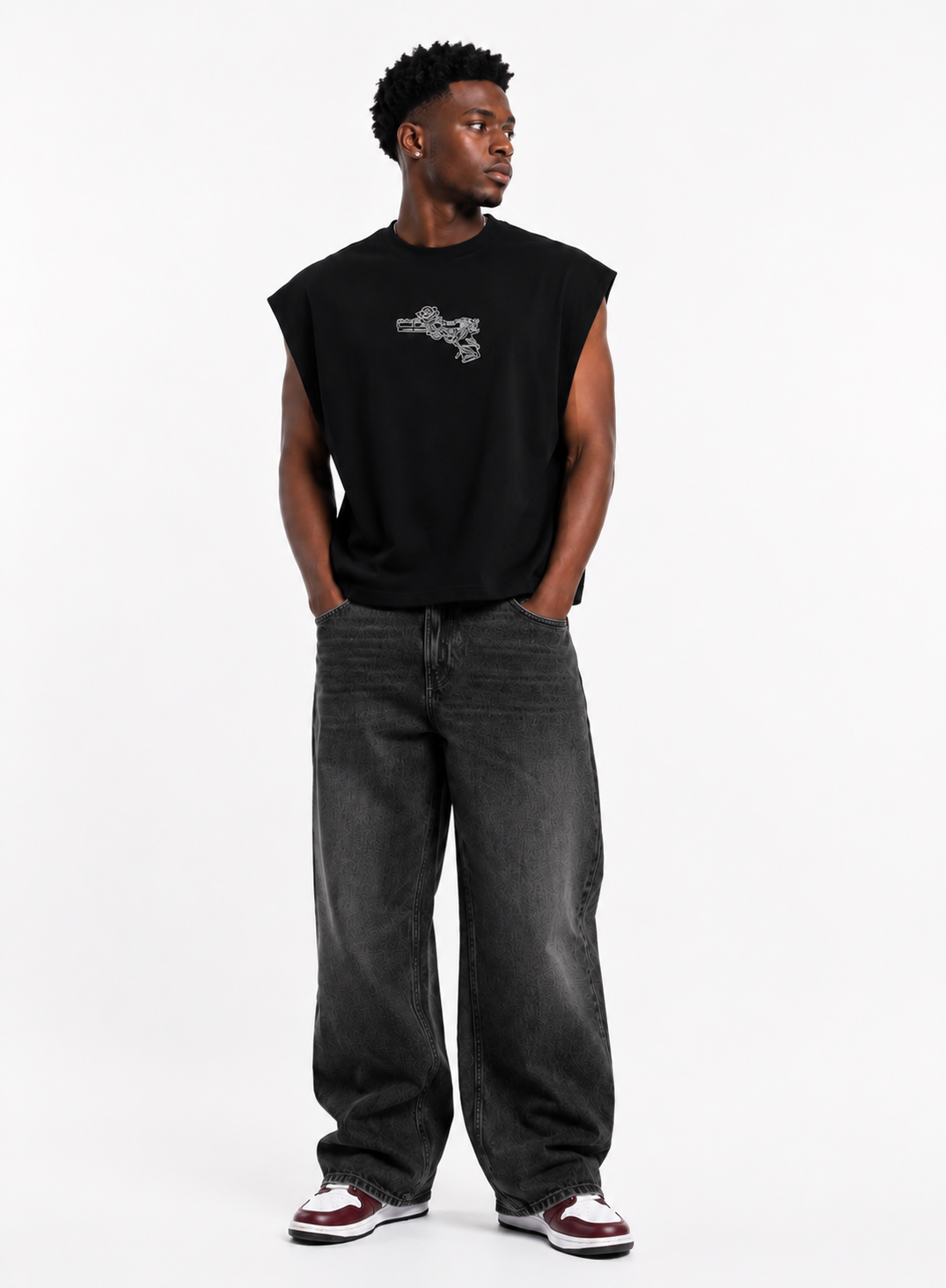 Minimal Graphic Black Tank