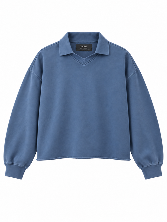 TARQ Washed Boxy Polo Sweatshirt