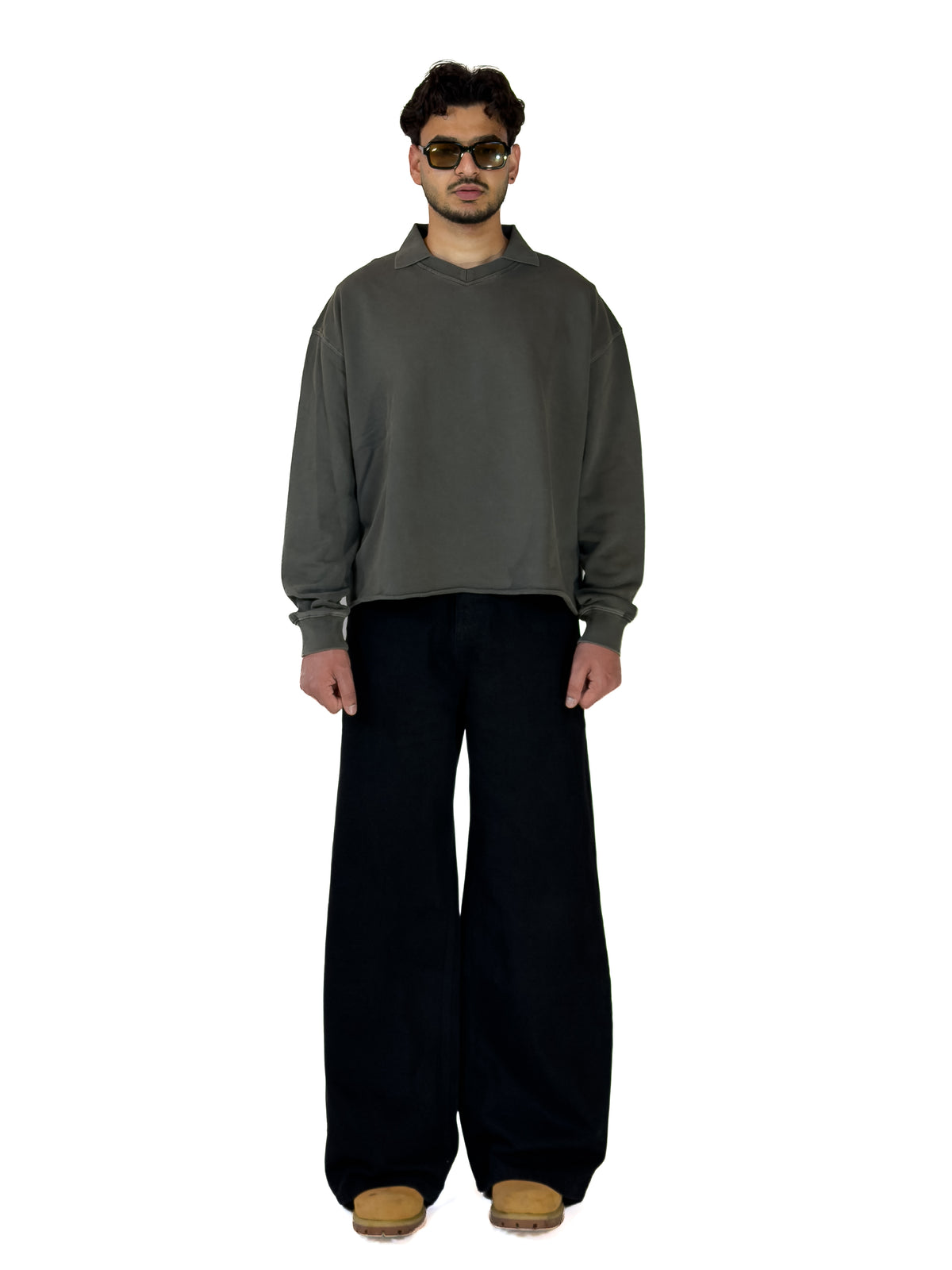 TARQ Washed Boxy Polo Sweatshirt