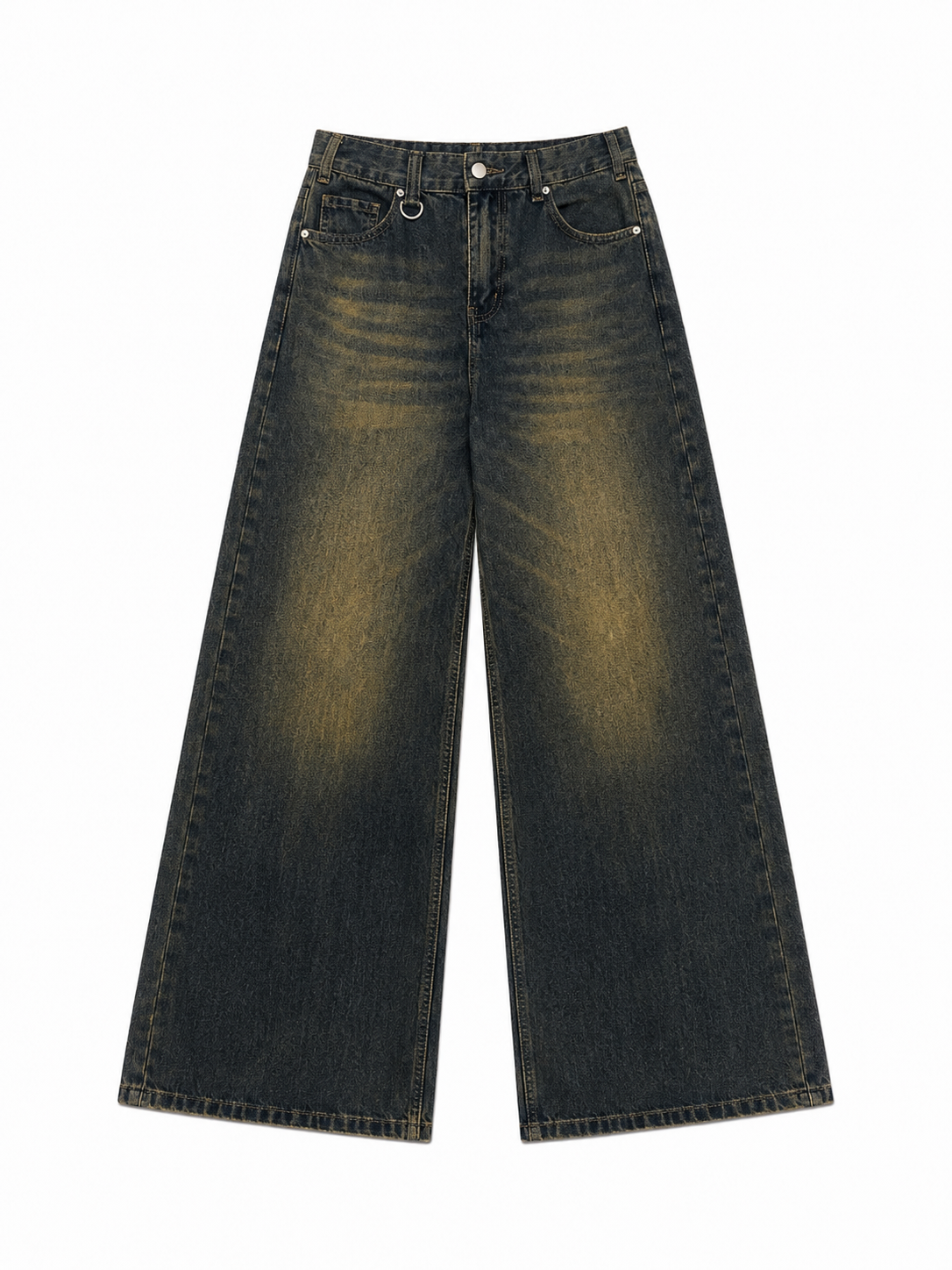 Vintage Wash Wide Leg Denim Jeans